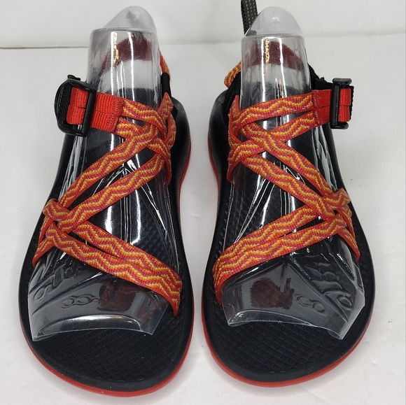 Chaco Rainbow Orange Slip On Strap Up Kids Sandals - Picture 10 of 14